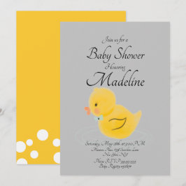 Invitation Caoutchouc Baby shower gris couleur eau