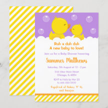 Caoutchouc Baby shower jaune et violet
