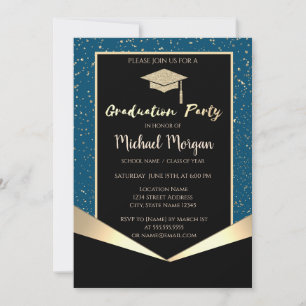 Invitation Cap de remise de diplôme élégant à paillettes, Con