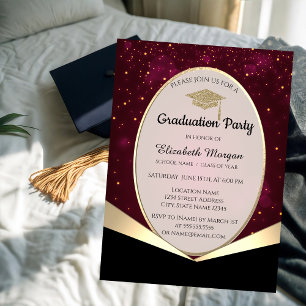 Invitation Cap de remise des diplômes élégant à paillettes, C