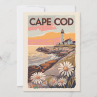 Cape Cod Massachusetts Peinture Art Voyage Retro