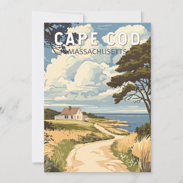 Invitation Cape Cod Massachusetts Voyage Art Rétro (Devant)