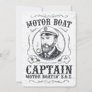 Invitation Capitaine de bateau à moteur drôle Pontoon bateau