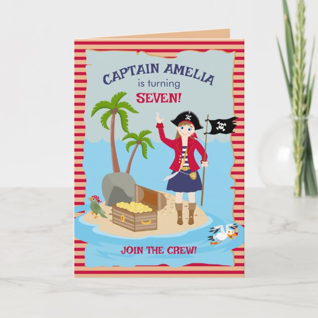 Invitation Capitaine de la fête d'anniversaire du navire pira (Devant)
