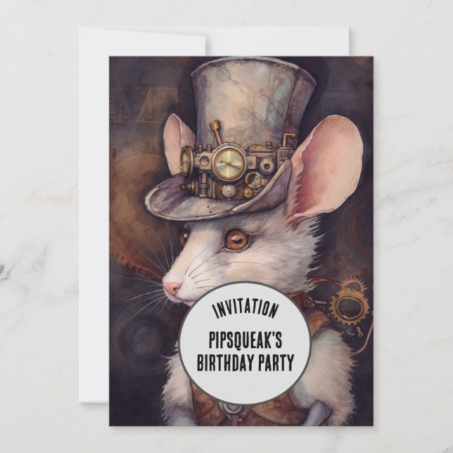 Invitation Capitaine de la souris Steampunk (Devant)