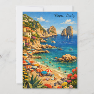 Invitation Capri Italie Plage de Marina Piccola Vintage