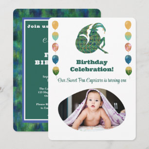 Invitation Capricorne 1er Anniversaire Photo Impressionniste 