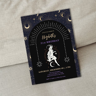 Invitation Capricorne Mystique Noire Zodiac 21e anniversaire