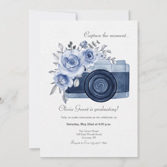 Invitation Capturez l'invitation bleue instantanée (Devant)