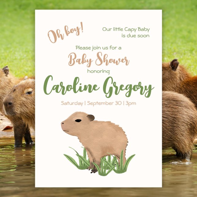 Invitation Capy Baby Oh Boy Capybara Baby shower (Créateur téléchargé)