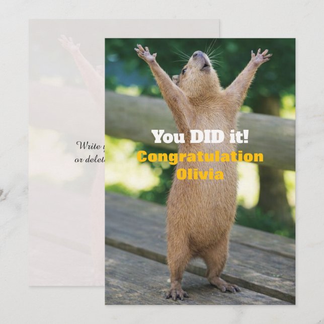 Invitation 🎓Capybara Celebration Card – Custom Congrats Edit (Devant / Derrière)