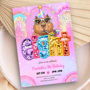 Invitation Capybara Prépa Rose 8ème Anniversaire