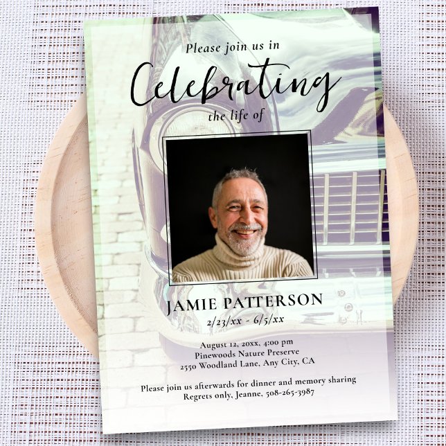 Invitation Car Collector Celebration of Life Photo, Funeral (Créateur téléchargé)