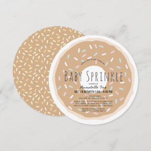 Invitation Caramel Donut Baby Sprinkor Shower Circle
