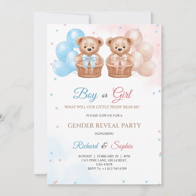 Invitation card for gender Reveal party  Einladung (Vorderseite)