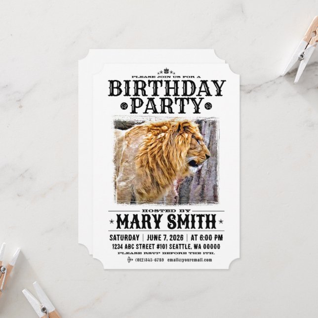Invitation Card_Western Style (Lion) Einladung (Vorderseite/Rückseite Beispiel)