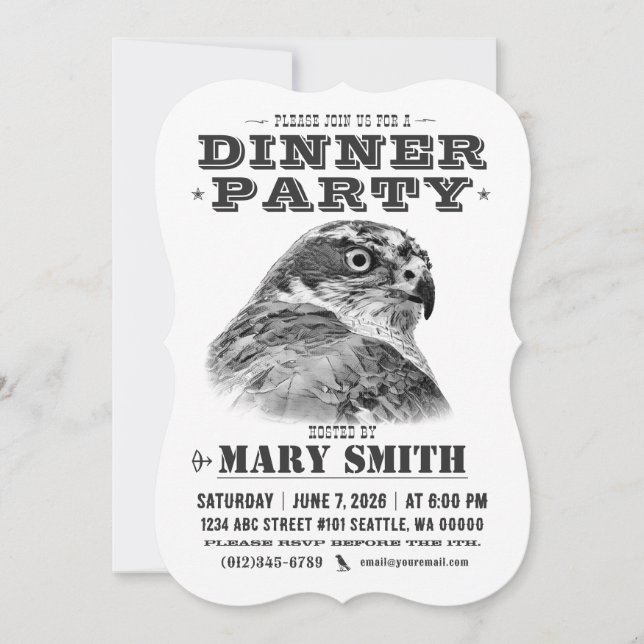 Invitation Card_Western Style (Northern Goshawk) Einladung (Vorderseite)