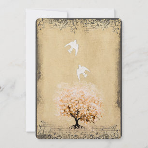 Invitation Cardiaque Feuille de corail Dove Inséparables Mari