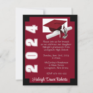 Invitation Cardinal Cardinal Red & Black Graduation