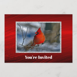 Invitation Cardinal Red Winter Photo Anniversaire