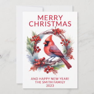 Invitation Cardinal Wreath Red Holiday Card