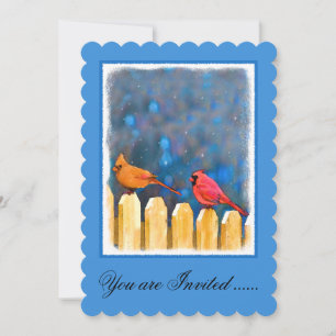 Invitation Cardinals on the Fence Painting - Art original