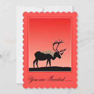 Invitation Caribou au coucher du soleil - Art original de la 