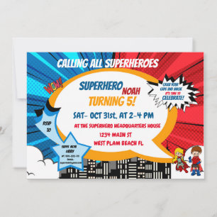 Invitation Caricature colorée Superhero Halloween