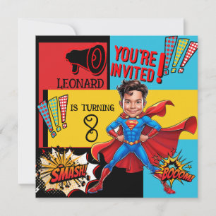 Invitation Caricature comique Superhero