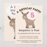 Caricature d'anniversaire de mini-âne joyeux