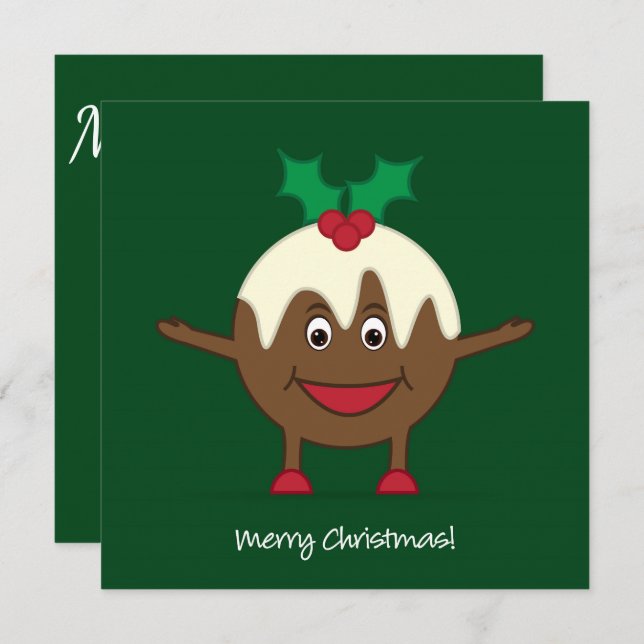 Invitation Caricature de pudding de Noël (Devant / Derrière)