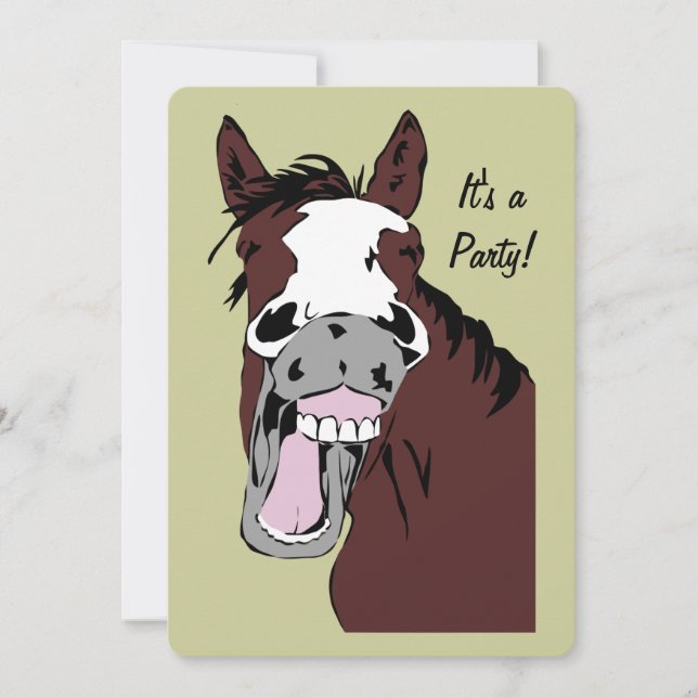 Invitation Caricature de rire Cheval Anniversaire Personnalis (Devant)
