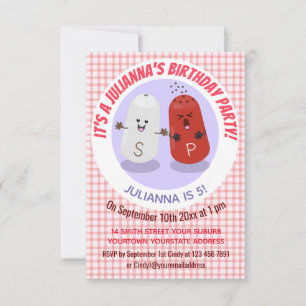 Invitation Caricature joli kawaii sel et poivre