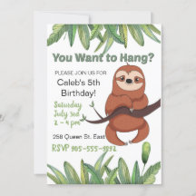 Caricature mignonne pendue Sloth Birthday