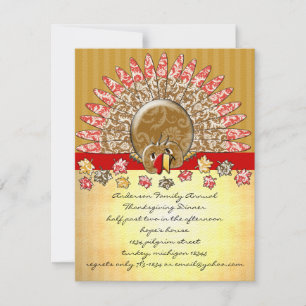 Invitation Caricature mignonne Thanksgiving Turquie