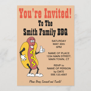 Invitation Caricature pour hot Dog BBQ de votre famille