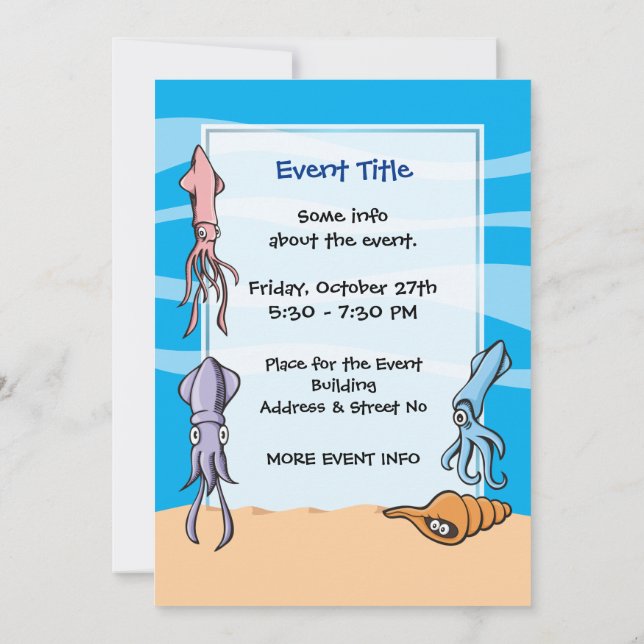 Invitation Caricatures de calmar (Dos)