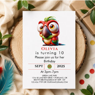 Invitation Caricatures de perroquet magiques pour 1er anniver