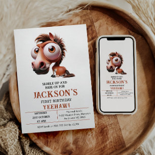 Invitation Caricatures du cheval 1er anniversaire