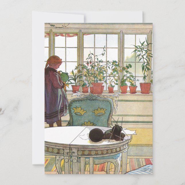 Invitation Carl Larsson - Fleurs sur le rebord de fenêtre (Devant)