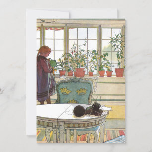 Invitation Carl Larsson - Fleurs sur le rebord de fenêtre