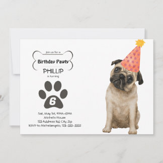Invitation Carlin personnalisable Anniversaire PAWTY