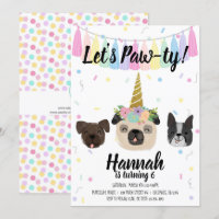 Carlin Unicorn Chien chiot Anniversaire