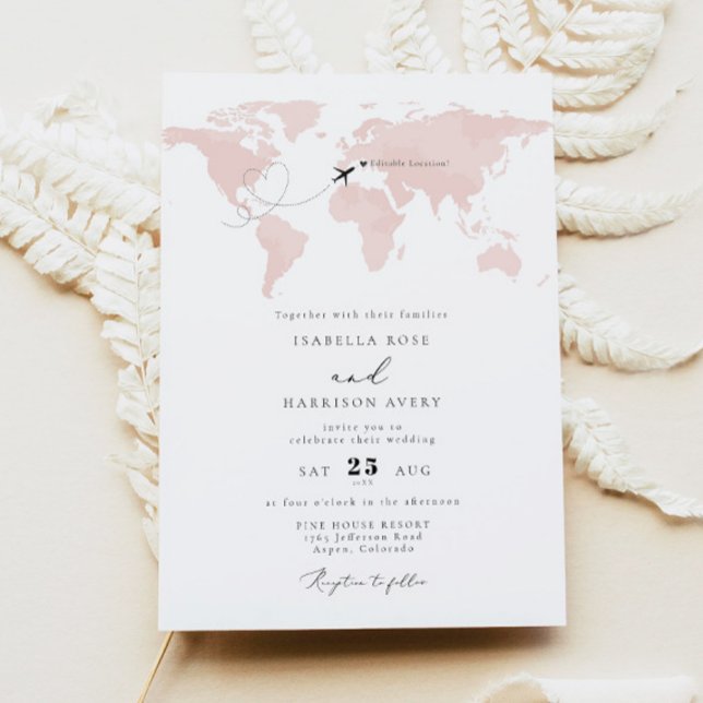 Invitation CARMEN Destination Blush Watercolor Mariage (Créateur téléchargé)