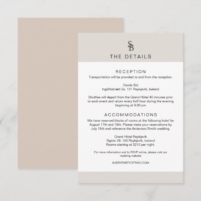 Invitation CARMEN Style de passeport Monogramme Détails du Ma (Devant / Derrière)