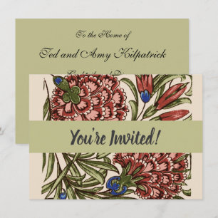 Invitation Carnation Carrelage Fleur Antique Art Rustique