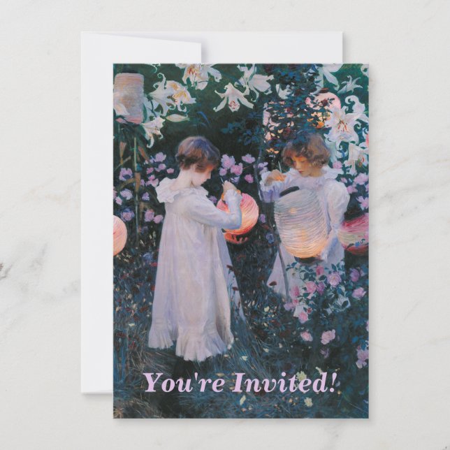 Invitation Carnation Lily Lily Rose John Singer Sargent Art (Devant)