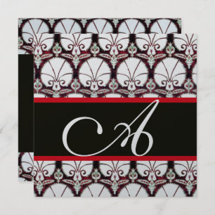 Invitation CARNATIONS DE DOMMAQUES ROUGE NOIR MONOGRAM Argent