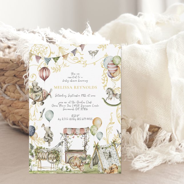 Invitation Carnaval de cirque | Baby shower forestier (Créateur téléchargé)