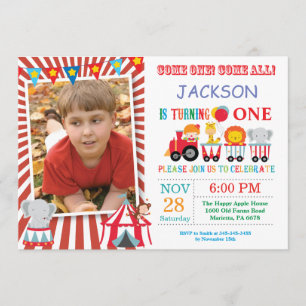 Invitation Carnaval de cirque fête d'anniversaire